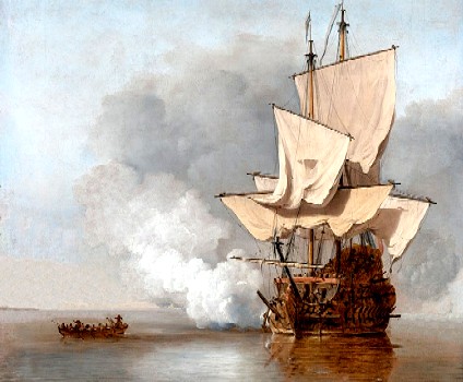 Ship Firing a Salute